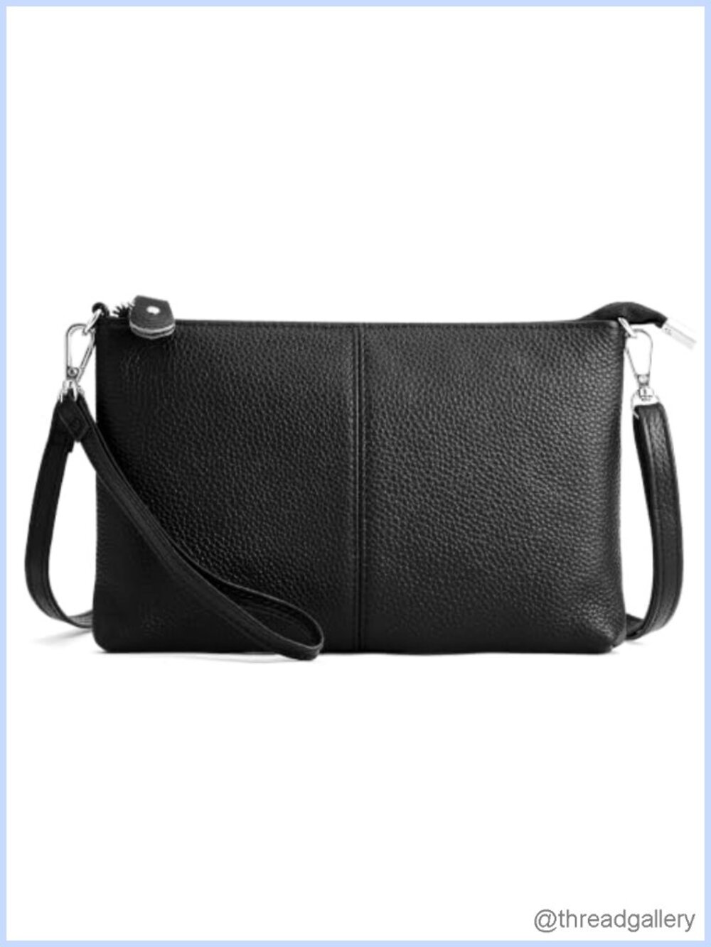 Genuine Leather Pebble Small Crossbody Bag RFID Wristlet Wallet Purse